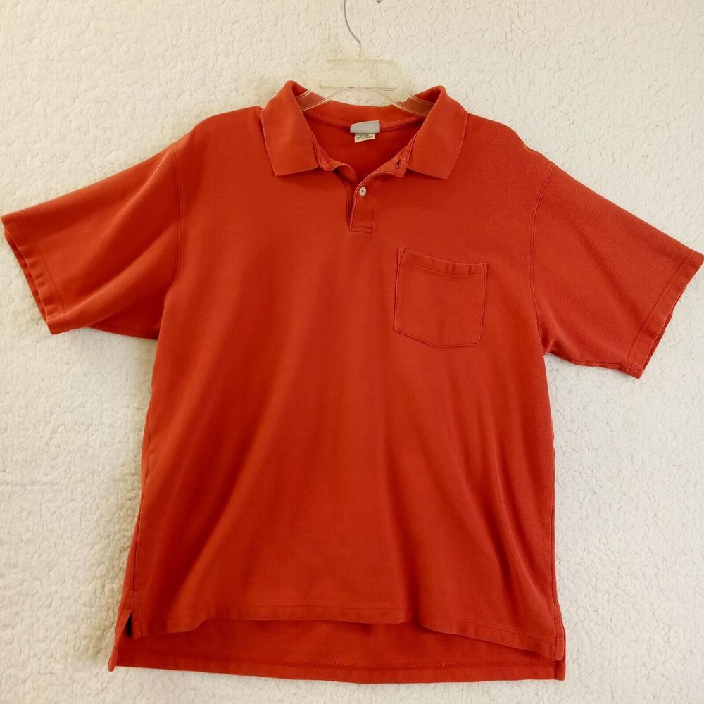 L.L. Bean Polo Shirt Mens Large Short Sleeve‎ Orange